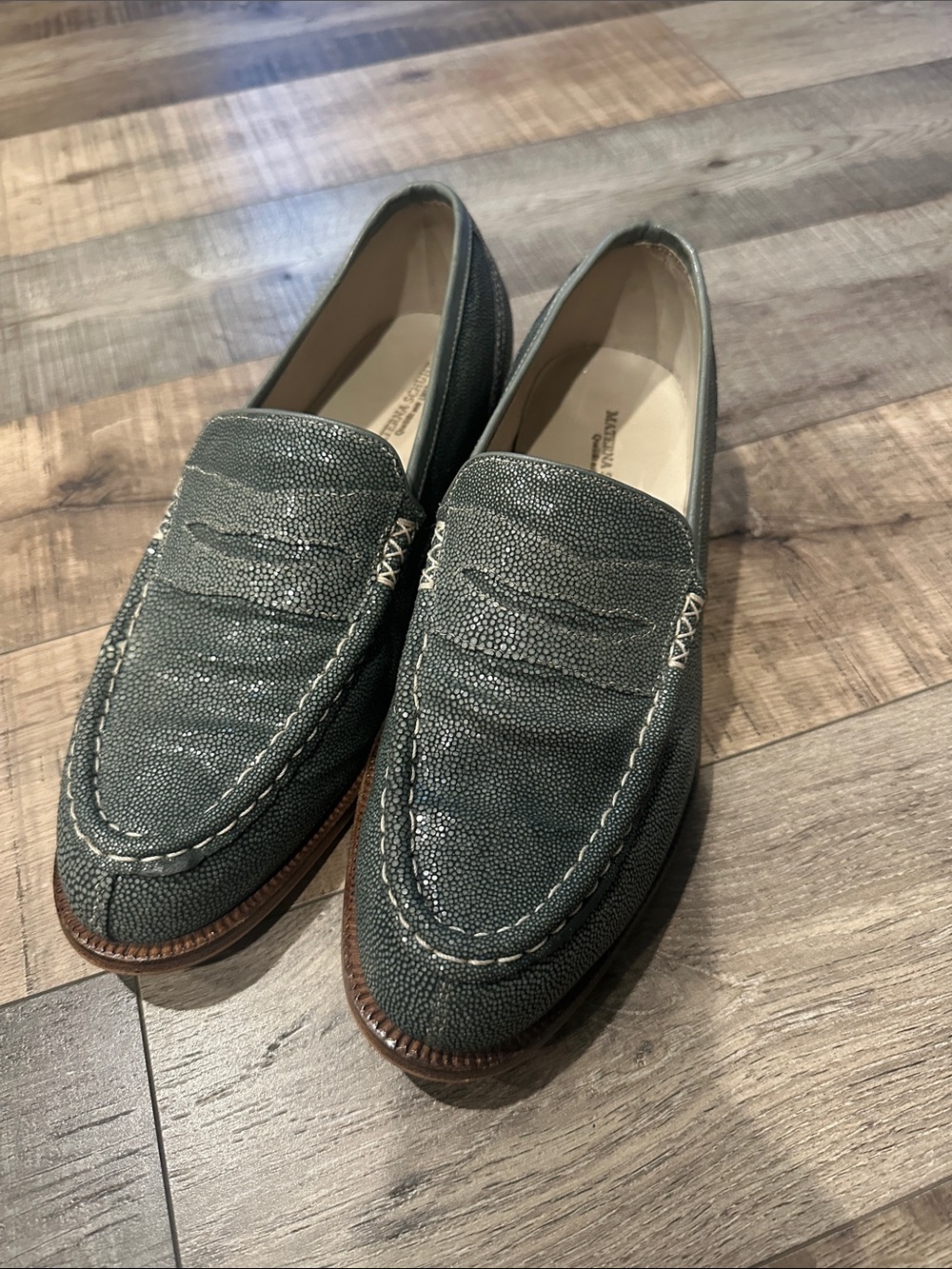 MATERNA SCHUHE green glitter/shimmer loafers size 9
